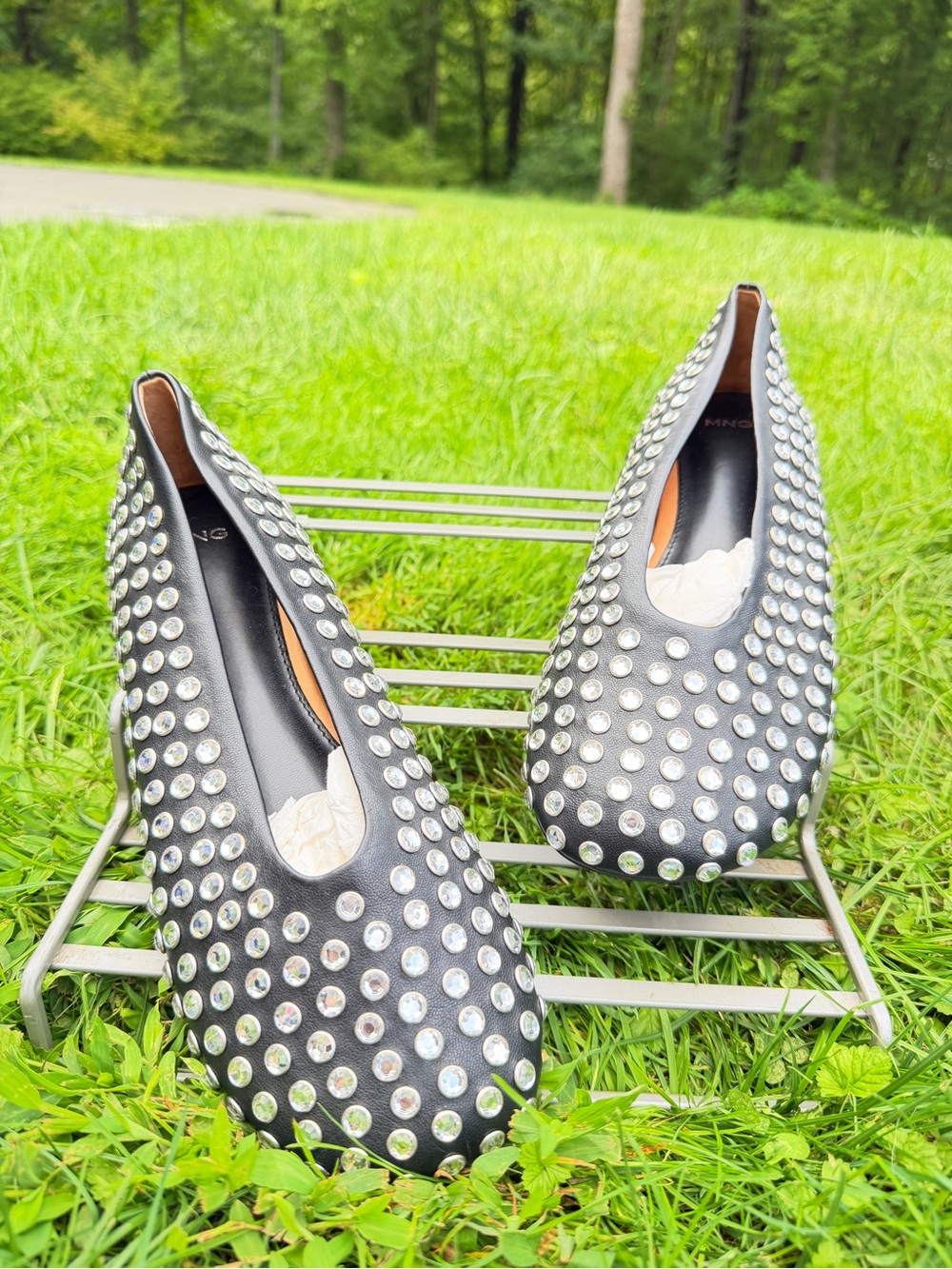 Mango Black Ballet Flats with Silver Studs